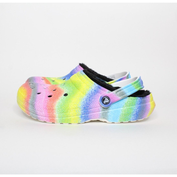 Crocs Classic Lined Spray Dye Clog Rainbow Tie-dye Men' Size 9 / Woman's Size 11 - Picture 5 of 7